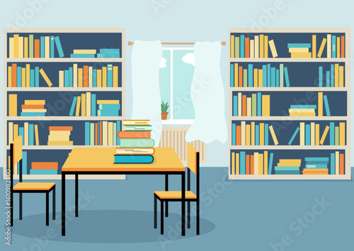 Wallpaper Mural library with large bookcases Torontodigital.ca