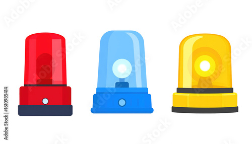 Colorful Emergency Lights in Red Blue and Yellow for Safety Alerts