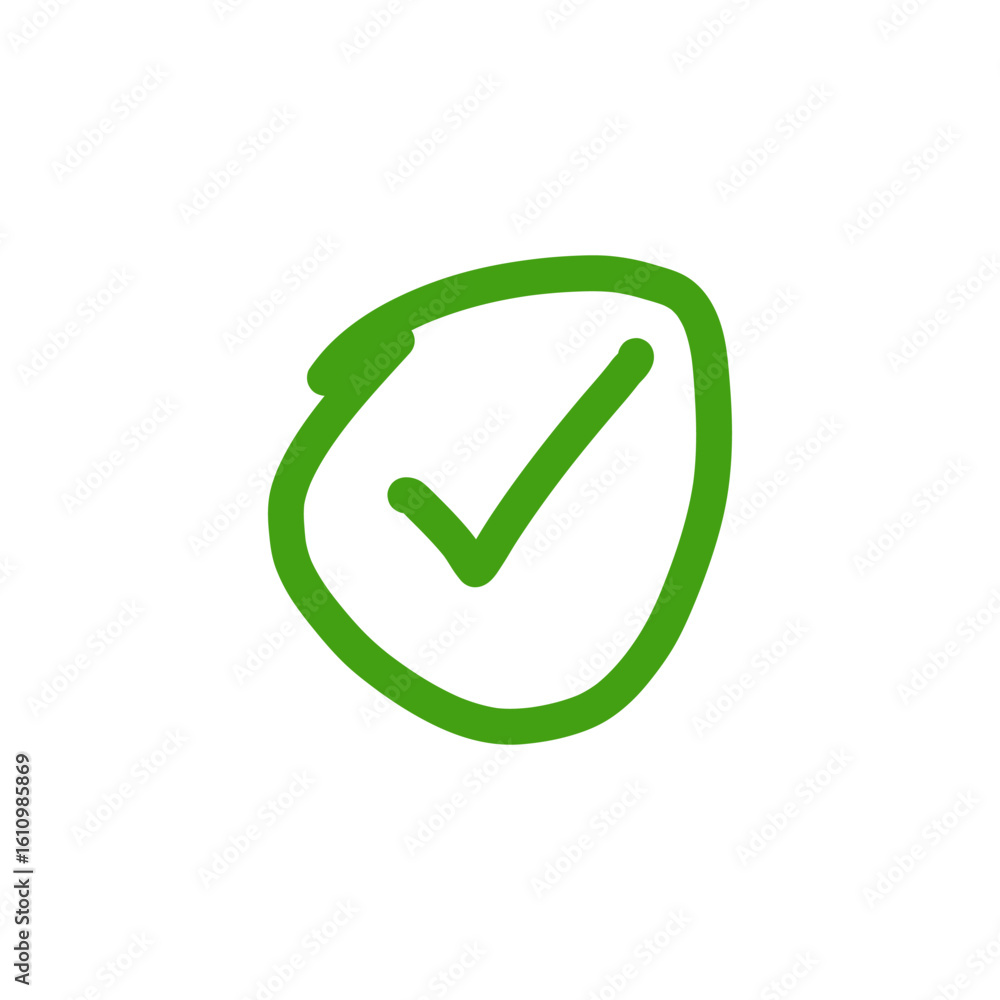 Hand Drawn Green Check Mark in Circle Approval Symbol Hand Drawn Green Check Mark in Circle Approval Symbol