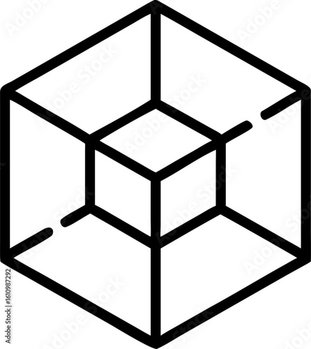 Abstract 3D render of a geometric cube with a seamless hexagonal pattern, symbolizing technology and a network structure