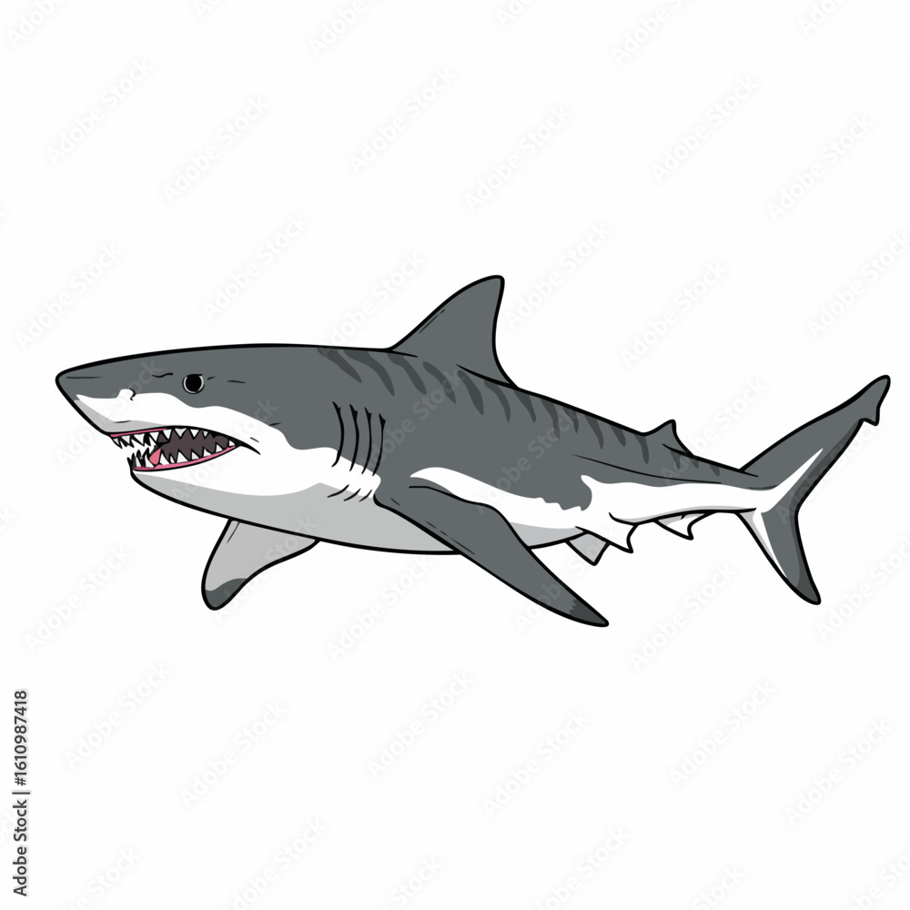 Obraz premium A Powerful Gray and White Shark in Profile View