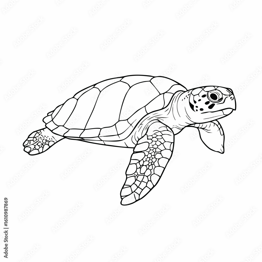 Obraz premium Detailed Line Art Illustration of a Sea Turtle