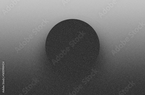 Obraz na płótnie Abstract dark grey black sphere emerging from textured monochrome noise