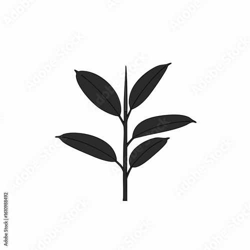 Simple Silhouette of a Fiddle Leaf Fig Plant