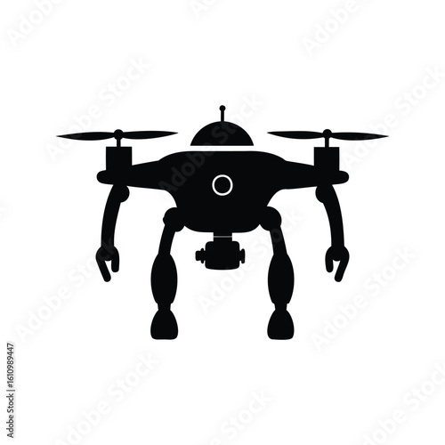 Silhouette of a drone with robotic arms, aerial vehicle technology