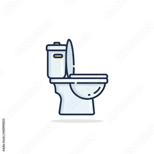 Toilet Icon Vector Illustration. Modern Bathroom Fixture in Flat Design.