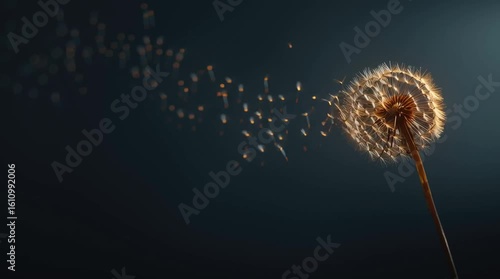 Dandelion Seeds Dispersing in the Wind