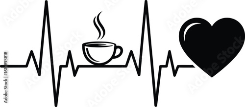 Heartbeat creates a heart symbol vector illustration, an icon of medical success and a business finance stock market design
