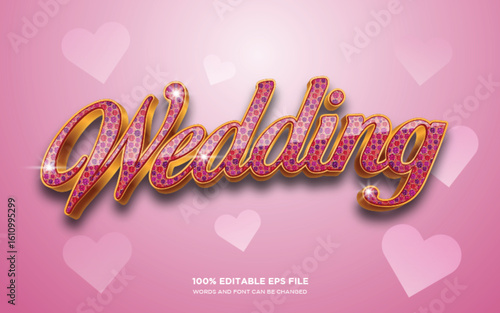 Wedding 3D editable text style effect