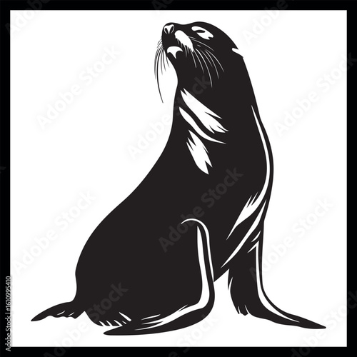 Sea lion black icon, aquatic
