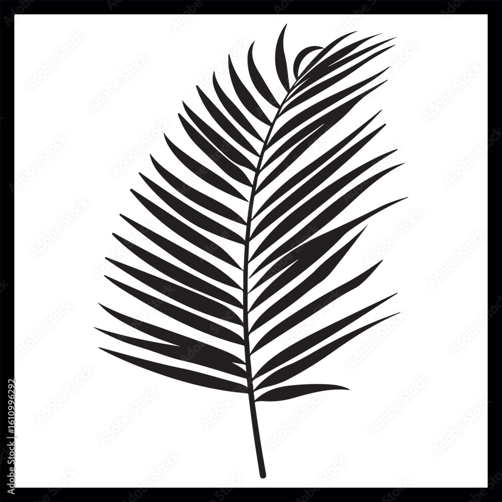 Fototapeta premium Palm leaf black icon, flora
