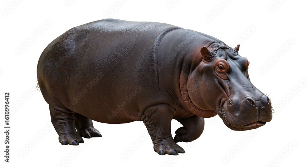 Obraz premium Hippopotamus standing on white background 