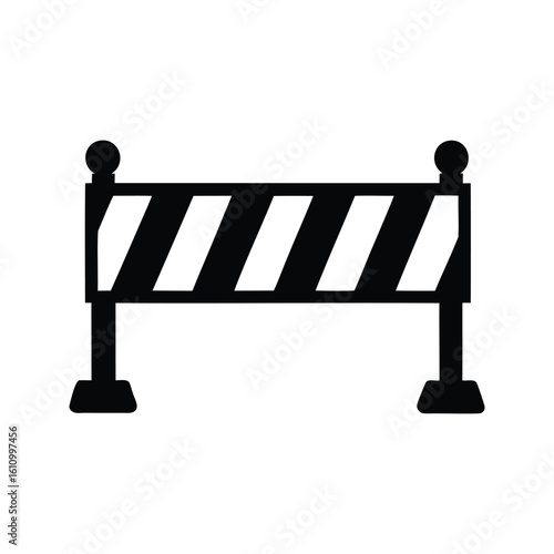 Black and white striped barrier, construction or warning vector graphic element