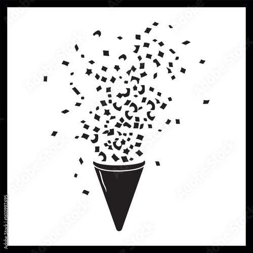Party popper black icon, fun