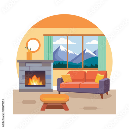 living room with fireplace