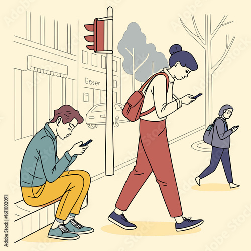 vector illustration of People using smartphones