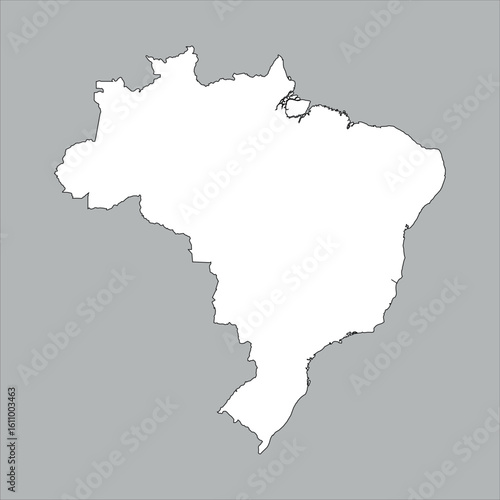 "Country Shape Vector Illustration of Brazil in Blue Outline"