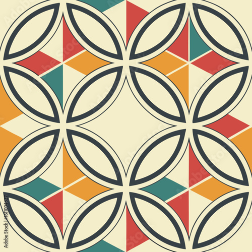Seamless geometric floral pattern design for decorative textile and vintage wallpaper