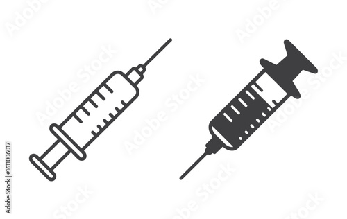 UntitledVector art of two syringe icons, one filled and one outlined, isolated on white background
