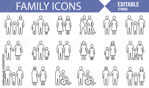 Icons for Family Connections, Parent-Child Bond, and Support