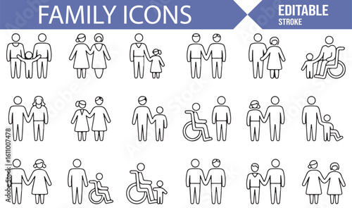 Family Icons Representing Love, Connection, and Parenthood
