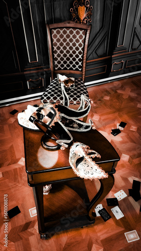 Venetian Masquerade Mystery on the chair