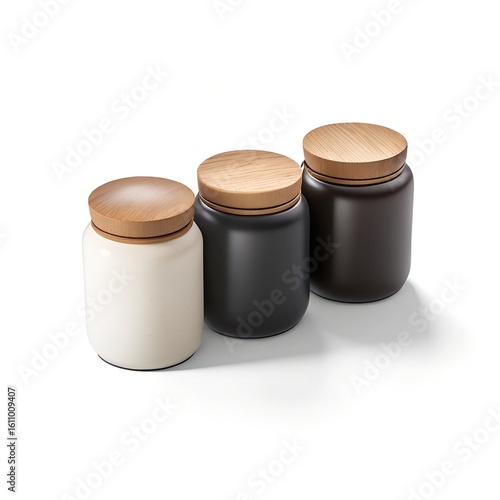Isometric 3D Kitchen Container Set – Salt, Sugar, Coffee Jars