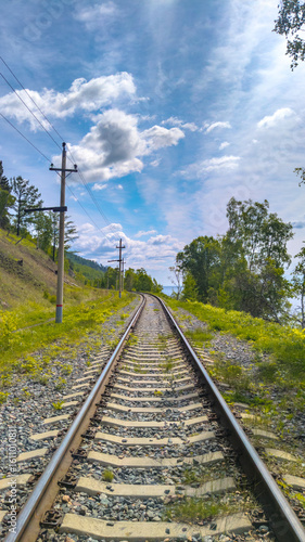 Circum-Baikal Railway. The railway is laid along the shore of Lake Baikal. Russia