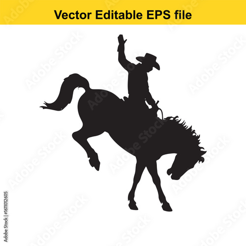 Cowboy riding a bucking horse silhouette