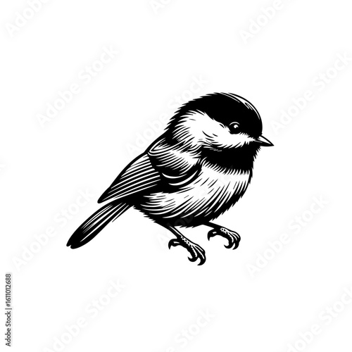 A small chickadee bird perched on an unseen branch