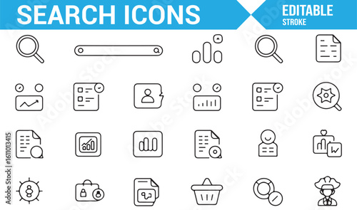 Search Tools and Document Lookup Icons for Digital Exploration