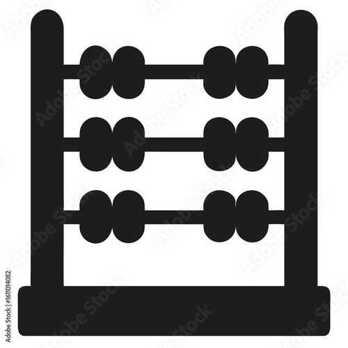 Black silhouette of a traditional abacus design illustrating arithmetic and education on white background