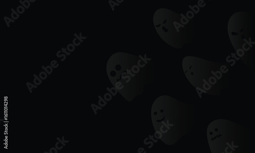 Ilustrasi Vektor Hantu Lucu di Latar Hitam Minimalis