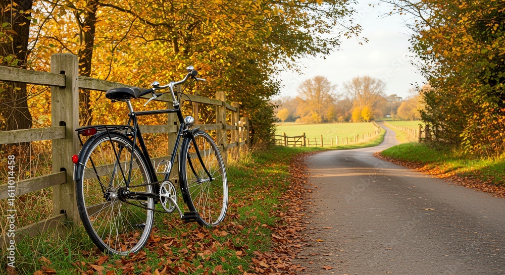 Obraz premium Autumn Country Lane Bike Ride