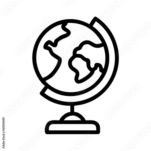 Silhouette globe on stand in classroom setting depicting education and global awareness