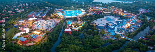 Photography Aerial photography of the night scene of Happy Valley in Shanghai, China