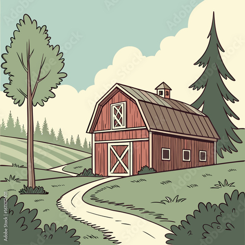 barn vector illustration