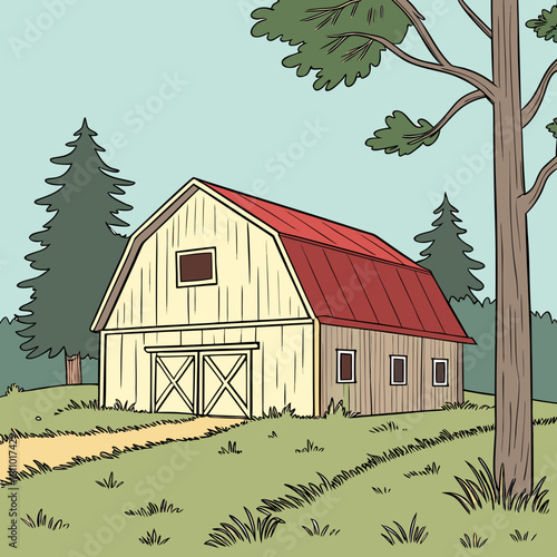 barn vector illustration