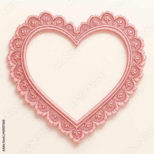 ピンクのレースのハートフレーム