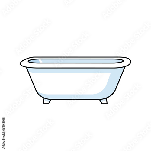 Clean White Bathtub Vector Icon for Bathroom, Hygiene, and Relaxation Concepts