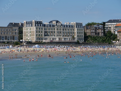 Crowded Dinard beach in summer