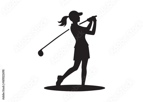Women Golf player silhouette vector illustration