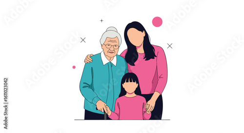 Three generations of women standing together showing family bonds and love through generations