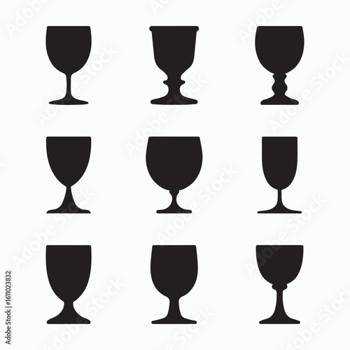 Collection of Vector Wine Glass Silhouettes
