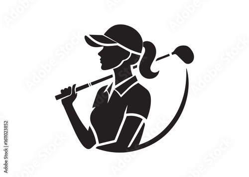 Women Golf player silhouette vector illustration