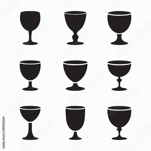Collection of Vector Wine Glass Silhouettes
