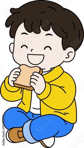 식빵 먹는 남자아이