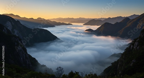 Mountain Range with Sea of Clouds Landscape