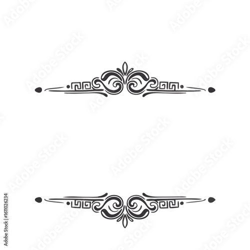 Page dividers with Greek ornament in hand-drawn charcoal sketch style 