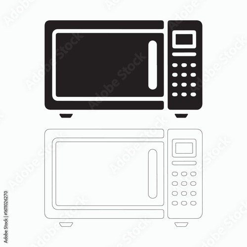 Modern Microwave Oven Icon for Kitchen Appliances

